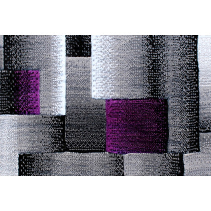 BLNK Elio Collection Olefin Color Blocked Area Rug with Jute Backing - Purple, 2'W x 7'L