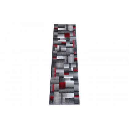 BLNK Elio Collection Olefin Color Blocked Area Rug with Jute Backing - Red, 2'W x 7'L