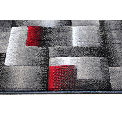 BLNK Elio Collection Olefin Color Blocked Area Rug with Jute Backing - Red, 2'W x 7'L