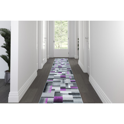 BLNK - Elio Collection Olefin Color Blocked Area Rug with Jute Backing