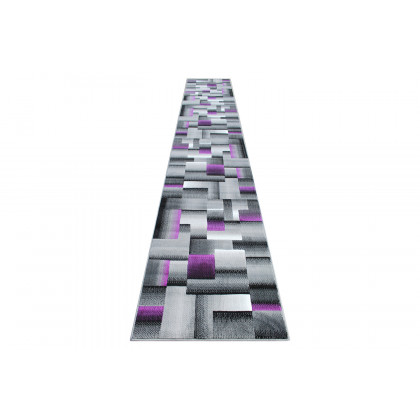 BLNK Elio Collection Olefin Color Blocked Area Rug with Jute Backing - Purple, 3'W x 16'L