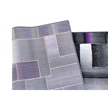 BLNK Elio Collection Olefin Color Blocked Area Rug with Jute Backing - Purple, 3'W x 16'L