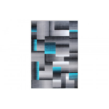 BLNK Elio Collection Olefin Color Blocked Area Rug with Jute Backing - Turquoise, 5'W x 7'L
