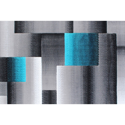 BLNK Elio Collection Olefin Color Blocked Area Rug with Jute Backing - Turquoise, 5'W x 7'L