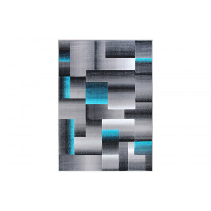 BLNK Elio Collection Olefin Color Blocked Area Rug with Jute Backing - Turquoise, 6'W x 9'L