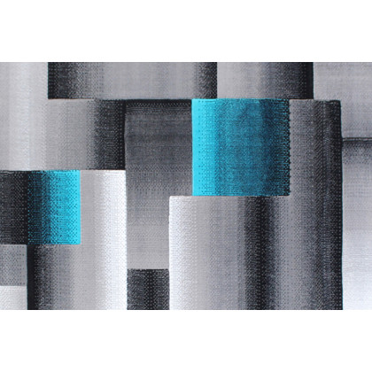 BLNK Elio Collection Olefin Color Blocked Area Rug with Jute Backing - Turquoise, 6'W x 9'L