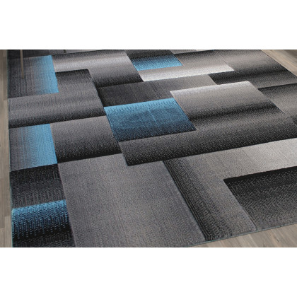 BLNK Elio Collection Olefin Color Blocked Area Rug with Jute Backing - Blue, 8'W x 10'L
