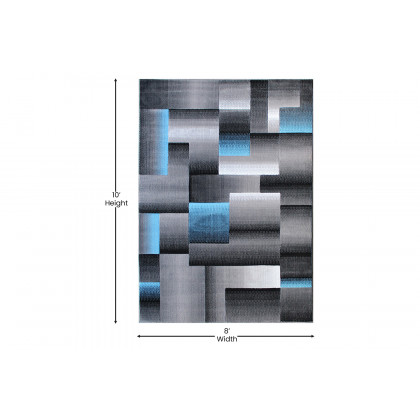 BLNK Elio Collection Olefin Color Blocked Area Rug with Jute Backing - Blue, 8'W x 10'L