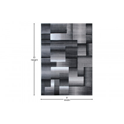 BLNK Elio Collection Olefin Color Blocked Area Rug with Jute Backing - Gray, 8'W x 10'L