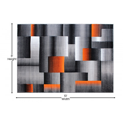 BLNK Elio Collection Olefin Color Blocked Area Rug with Jute Backing - Orange, 8'W x 10'L