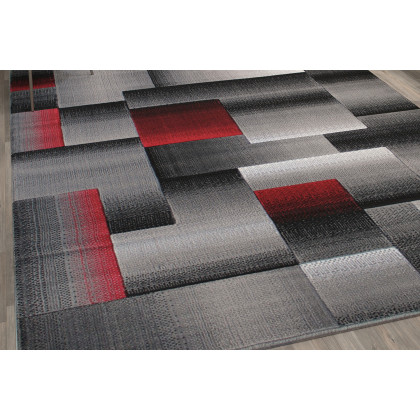 BLNK Elio Collection Olefin Color Blocked Area Rug with Jute Backing - Red, 8'W x 10'L