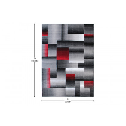 BLNK Elio Collection Olefin Color Blocked Area Rug with Jute Backing - Red, 8'W x 10'L