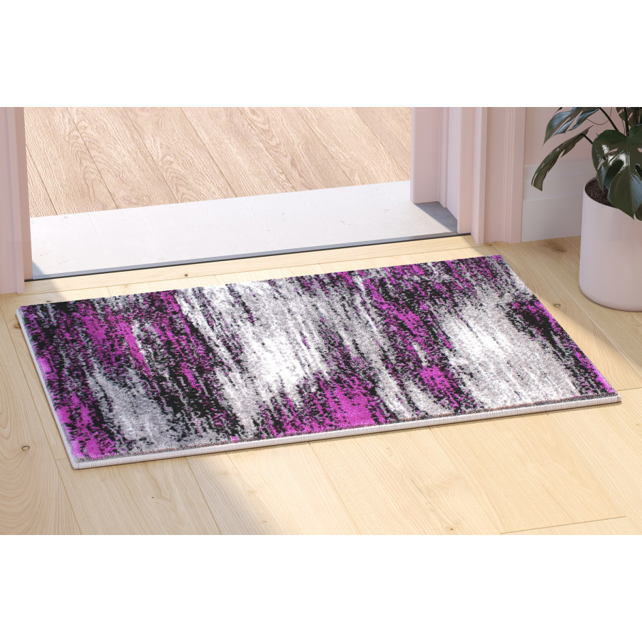 BLNK Rylan Collection Abstract Olefin Scraped Area Rug with Jute Backing - Purple, 2'W x 3'L