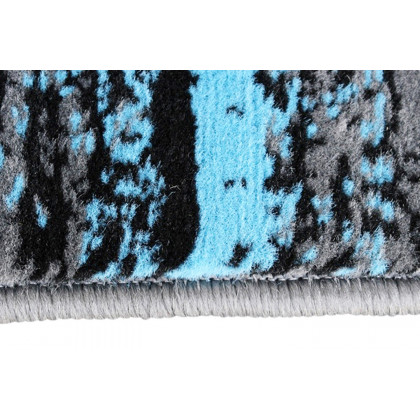 BLNK Rylan Collection Abstract Olefin Area Rug with Jute Backing - Blue, 2'W x 7'L
