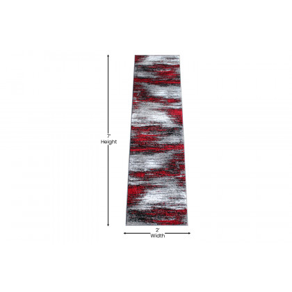 BLNK Rylan Collection Abstract Olefin Area Rug with Jute Backing - Orange, 2'W x 7'L