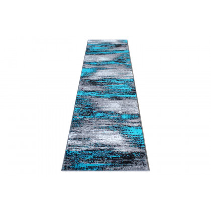 BLNK Rylan Collection Abstract Olefin Area Rug with Jute Backing - Turquoise, 2'W x 7'L
