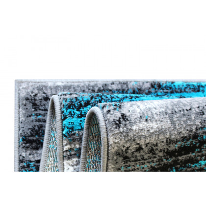 BLNK Rylan Collection Abstract Olefin Area Rug with Jute Backing - Turquoise, 2'W x 7'L