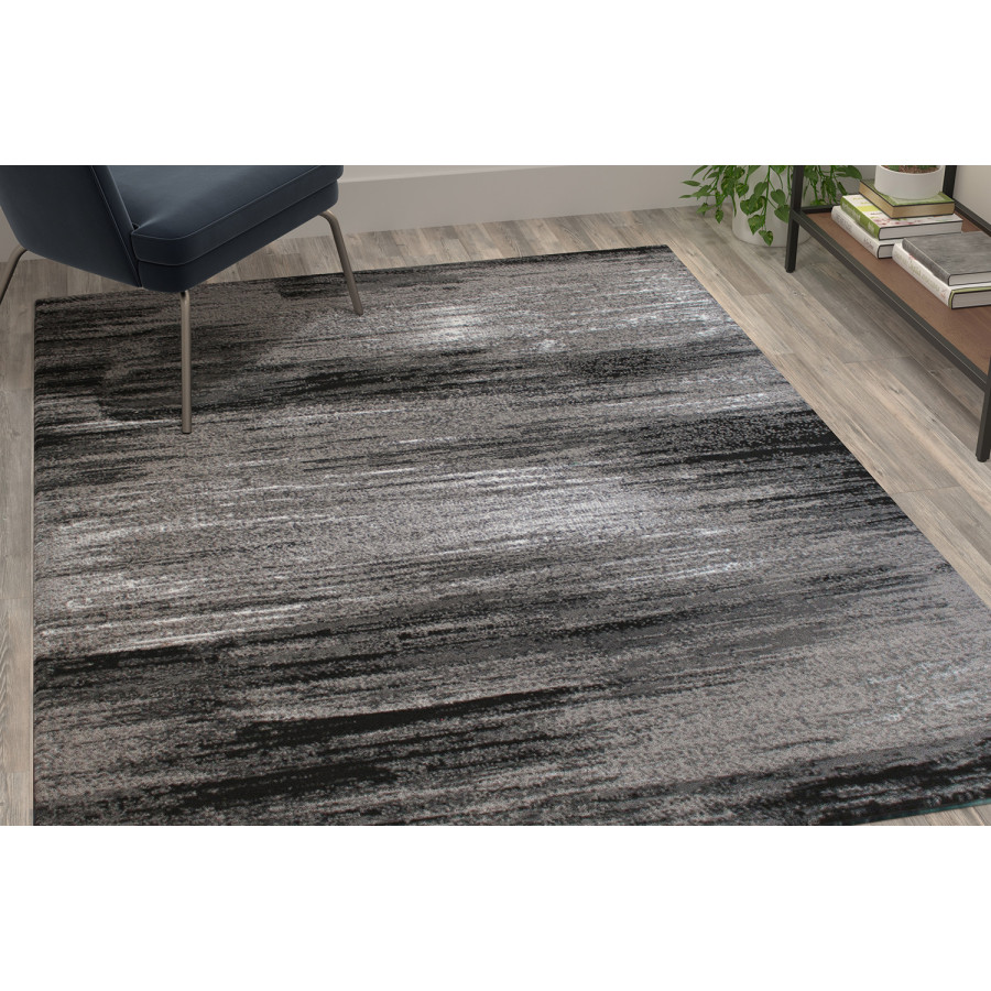 BLNK Rylan Collection Olefin Scraped Design Area Rug with Jute Backing - Gray, 5'W x 7'L