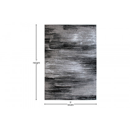 BLNK Rylan Collection Olefin Scraped Design Area Rug with Jute Backing - Gray, 5'W x 7'L