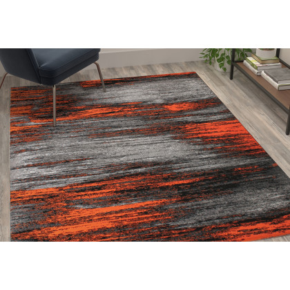 BLNK - Rylan Collection Olefin Scraped Design Area Rug with Jute Backing