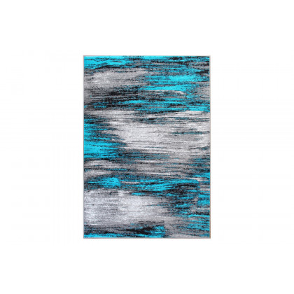BLNK Rylan Collection Olefin Scraped Design Area Rug with Jute Backing - Turquoise, 5'W x 7'L