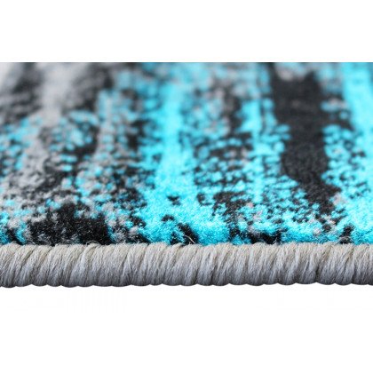 BLNK Rylan Collection Olefin Scraped Design Area Rug with Jute Backing - Turquoise, 5'W x 7'L