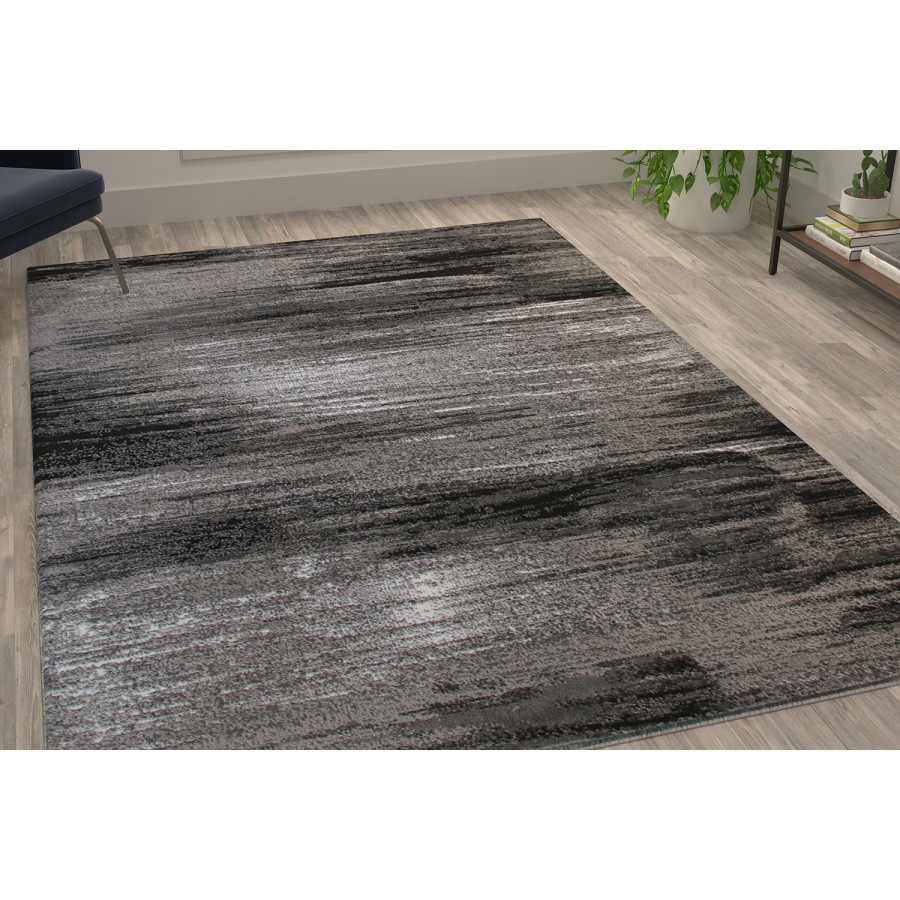 BLNK Rylan Collection Olefin Scraped Design Area Rug with Jute Backing - Gray, 8'W x 10'L