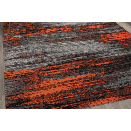 BLNK Rylan Collection Olefin Scraped Design Area Rug with Jute Backing - Orange, 8'W x 10'L