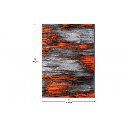 BLNK Rylan Collection Olefin Scraped Design Area Rug with Jute Backing - Orange, 8'W x 10'L