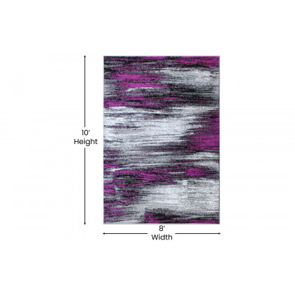BLNK Rylan Collection Olefin Scraped Design Area Rug with Jute Backing - Purple, 8'W x 10'L