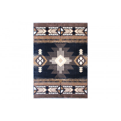 BLNK Mohave Collection Southwestern Style Olefin Traditional Area Rug with Jute Backing - Black, 8'W x 10'L