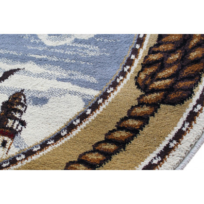 BLNK - Edmund Collection Round Nautical Themed Area Rug with Jute Backing