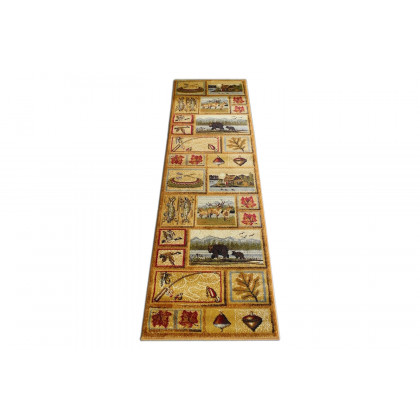 BLNK - Gaylord Collection Beige Bear and Moose Wilderness Area Rug with Jute Backing