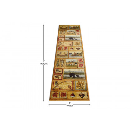 BLNK - Gaylord Collection Beige Bear and Moose Wilderness Area Rug with Jute Backing