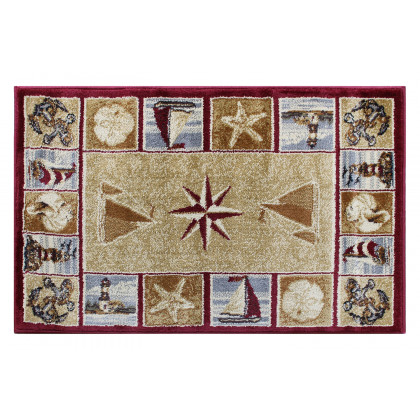 BLNK Inis Collection Nautical Area Rug with Jute Backing - Beige, 2'W x 3'L