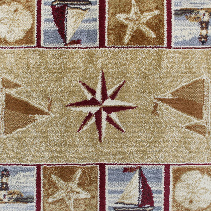 BLNK Inis Collection Nautical Area Rug with Jute Backing - Beige, 2'W x 3'L