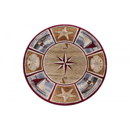 BLNK - Inis Collection Round Nautical Area Rug with Jute Backing