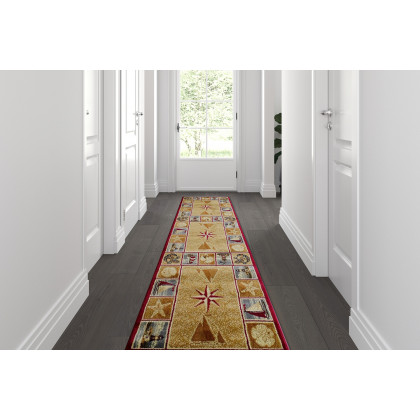 BLNK - Inis Collection Nautical Area Rug with Jute Backing