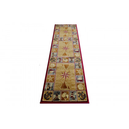 BLNK Inis Collection Nautical Area Rug with Jute Backing - Beige, 2'W x 7'L