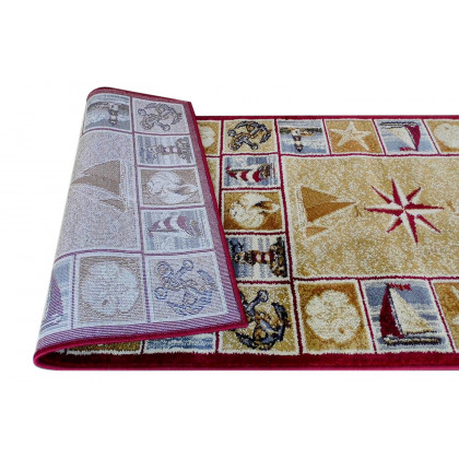 BLNK Inis Collection Nautical Area Rug with Jute Backing - Beige, 2'W x 7'L