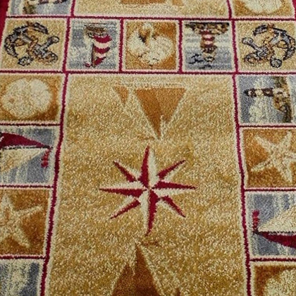 BLNK Inis Collection Nautical Area Rug with Jute Backing - Beige, 2'W x 7'L