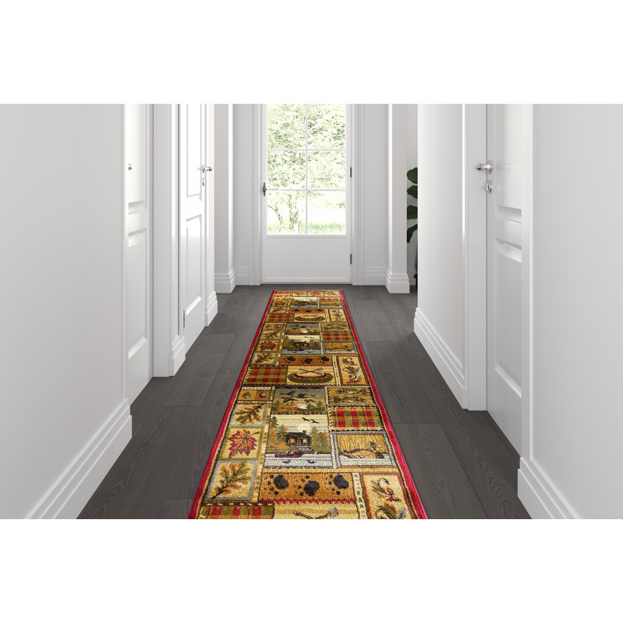 BLNK - Gaylord Collection Beige Cabin Area Rug with Jute Backing for Indoor Use