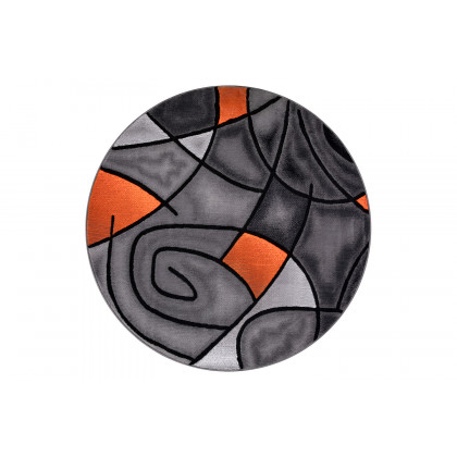 BLNK Jubilee Collection Style 2 Abstract Round Olefin Area Rug with Jute Backing - Orange, 7'W x 7'L