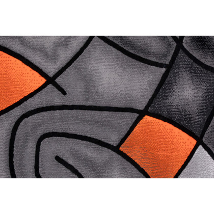 BLNK Jubilee Collection Style 2 Abstract Round Olefin Area Rug with Jute Backing - Orange, 7'W x 7'L