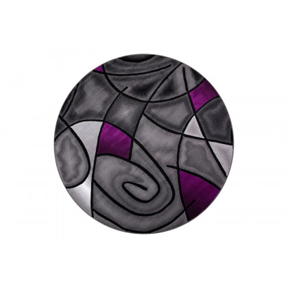 BLNK Jubilee Collection Style 2 Abstract Round Olefin Area Rug with Jute Backing - Purple, 7'W x 7'L