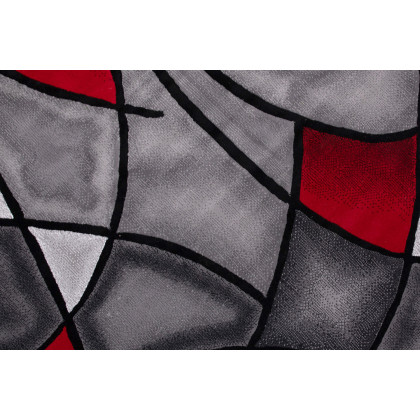 BLNK Jubilee Collection Style 2 Abstract Round Olefin Area Rug with Jute Backing - Red, 7'W x 7'L