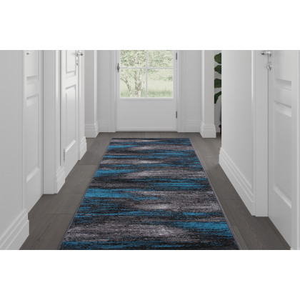 BLNK - Rylan Collection Abstract Olefin Area Rug with Jute Backing