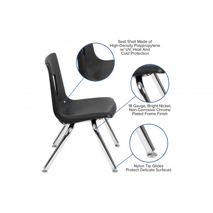 BLNK Mickey Advantage Student Stack School Chair - Black, 12"H
