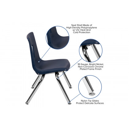 BLNK Mickey Advantage Student Stack School Chair - Navy, 12"H