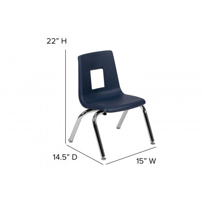 BLNK Mickey Advantage Student Stack School Chair - Navy, 12"H